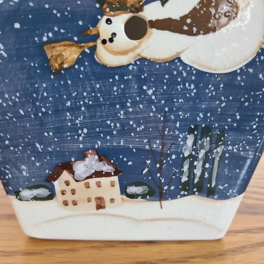 Vintage Ceramic Porcelain Holiday Indoor Outdoor Snowman Birdhouse 4 Bird Lovers